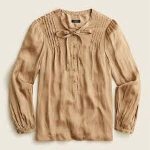 JCrew Feather Weight Satin Tie Neck Top